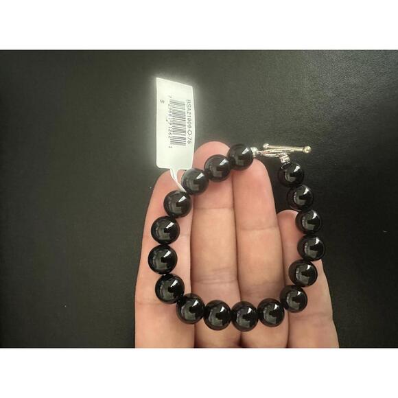 Silver Plated Multi Genuine Stone Stretch Bracelet - Picture 4 of 5